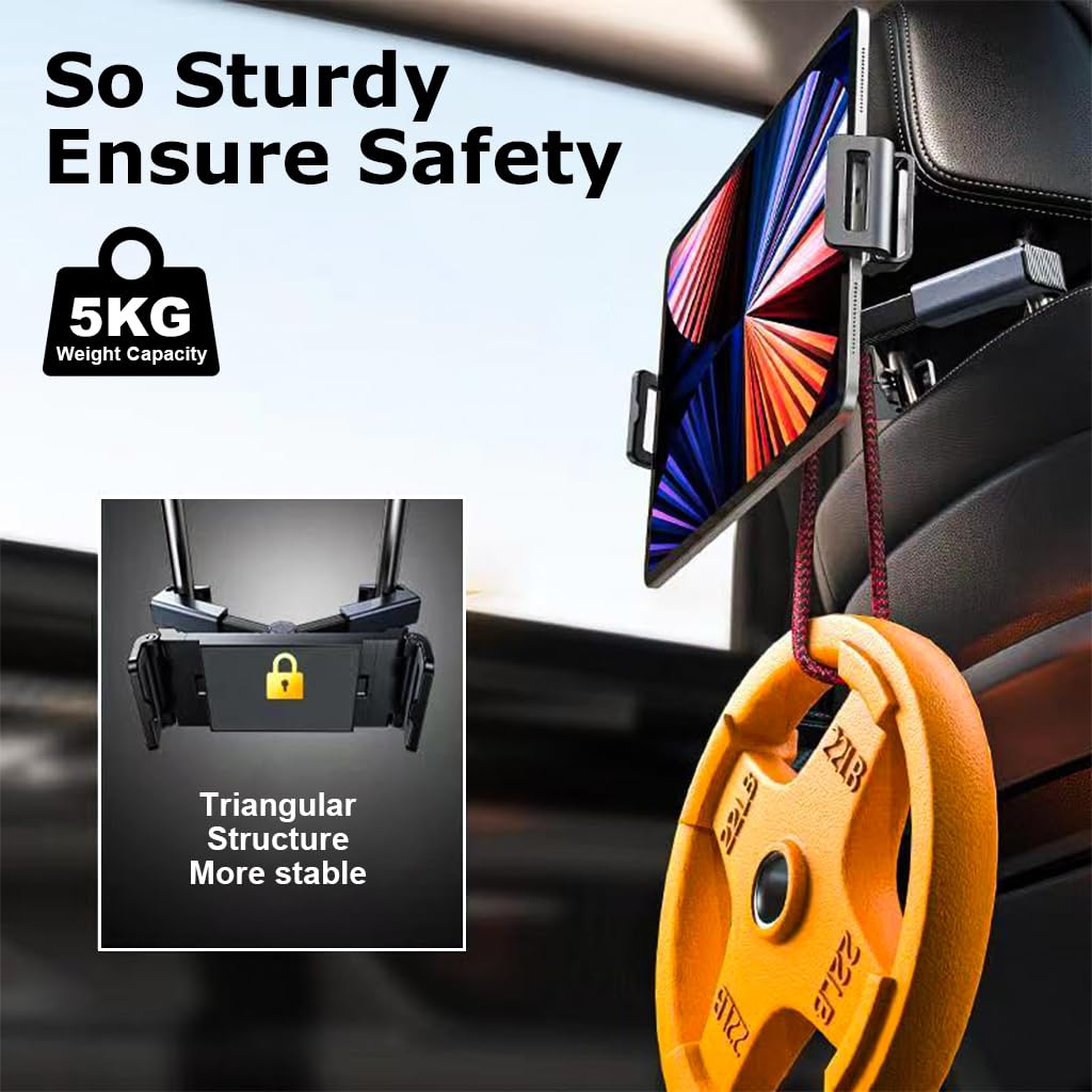STHIRA Tablet Holder Phone Holder Back Seat 360° Rotation Headrest Mounted Retractable Tablet Phone Holder Universal Clip On Tablet Holder for Fits All 4.7-12.9 STHIRA Tablet Holder Phone Holder Back Seat 360° Rotation Headrest Mounted Retractable Tablet Phone Holder Universal Clip On Tablet Holder for Fits All 4.7-12.9